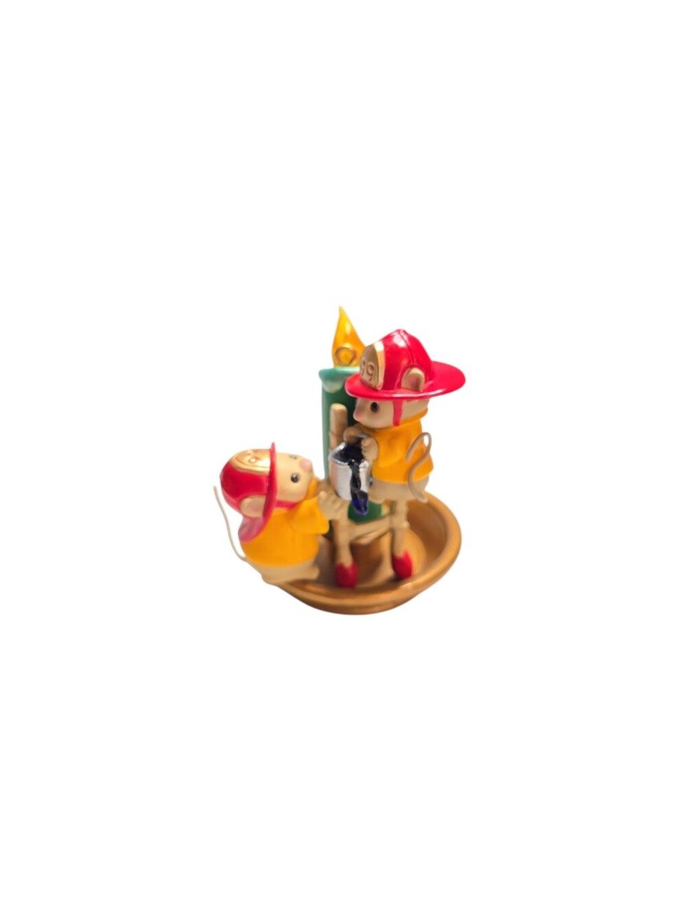 Vintage 1999 Hallmark Flame-Fighting Friends Firefighter Mice on Candle Ornament